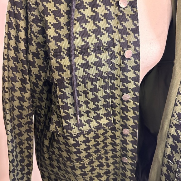Adidas x Ivy Park Twill Heavyweight Jacket Green & Black Houndstooth Sz S NWT - Picture 9 of 17